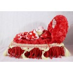 Beautiful Red Royal Plush Bed with Love Couple Teddy Bears